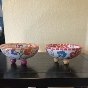 Two 5" Footed Bowls For Serving or Decor EUC